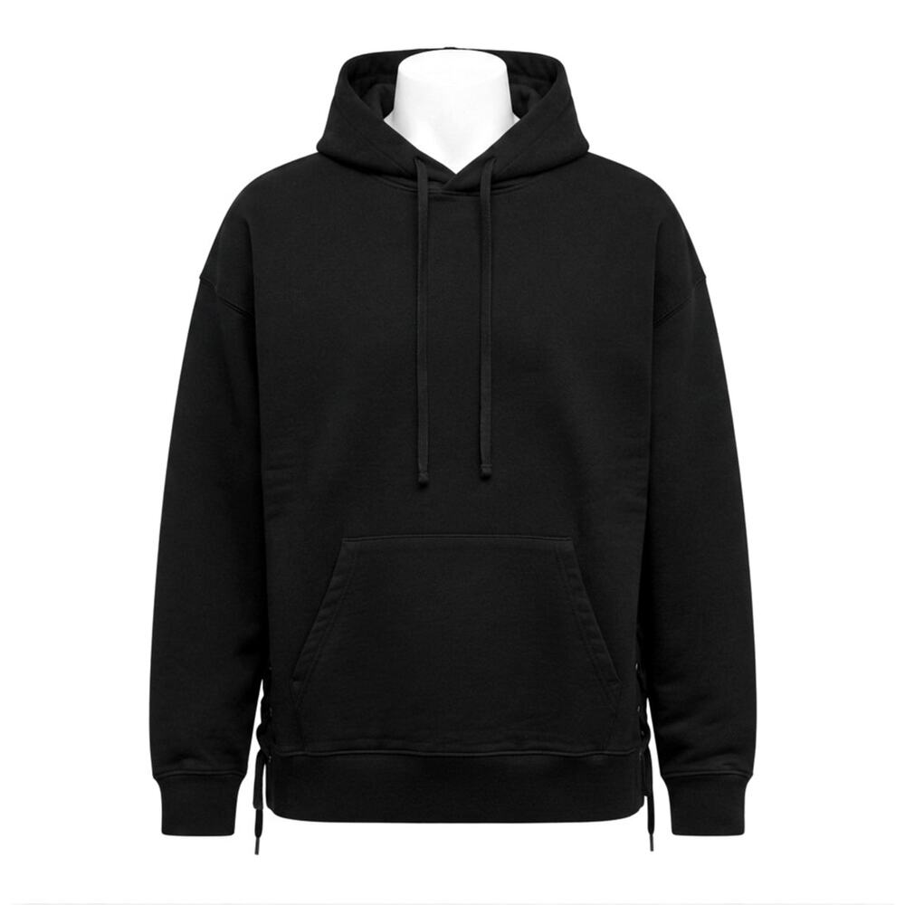 Faith Connexion Laced Side Vent Heavyweight Hoodie Black Sweatshirt | XXL